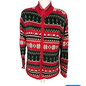 CHRISTMAS SWEATER VINTAGE HEIRLOOM Women’s SZ SM Holiday Full Zip Cardigan EUC